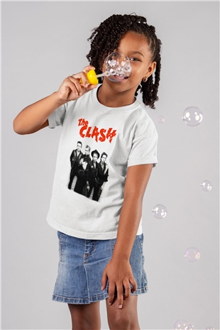 The Clash Baskılı Beyaz Unisex Çocuk Tişört