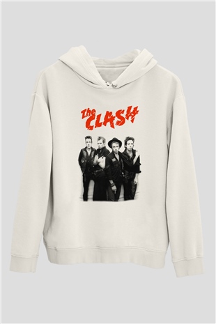The Clash Beyaz Unisex Kapşonlu Sweatshirt