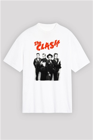 The Clash Beyaz Unisex Oversize Tişört T-Shirt