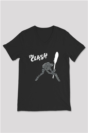 The Clash Siyah Unisex V Yaka Tişört
