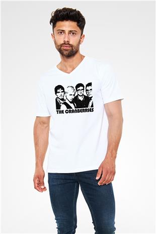 The Cranberries Baskılı Beyaz Unisex V Yaka Tişört - Tshirt