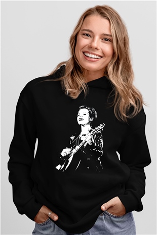 The Cranberries Baskılı Unisex Siyah Kapüşonlu Sweatshirt