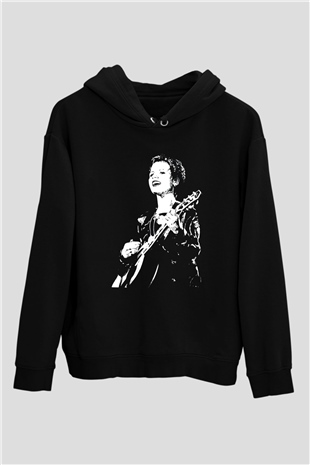 The Cranberries Baskılı Unisex Siyah Kapüşonlu Sweatshirt