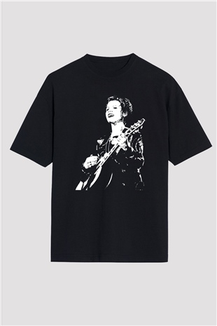 The Cranberries Baskılı Unisex Siyah Oversize Tişört - Tshirt