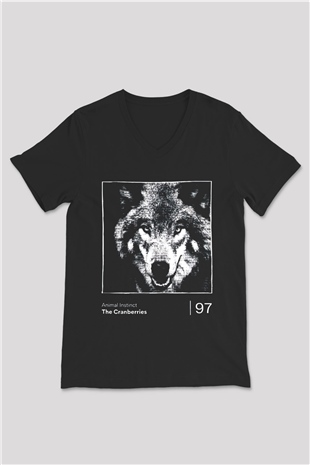 The Cranberries Baskılı Unisex Siyah V Yaka Tişört - Tshirt