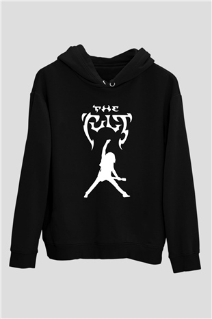 The Cult Baskılı Unisex Siyah Kapüşonlu Sweatshirt
