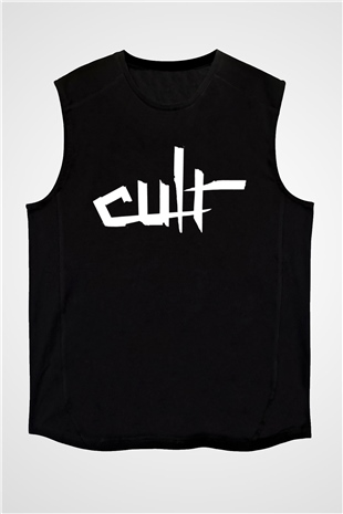 The Cult Baskılı Unisex Siyah Kolsuz Tişört - Tshirt