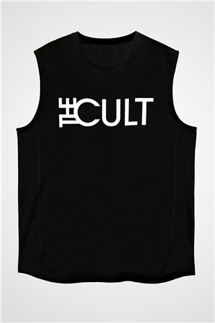 The Cult Baskılı Unisex Siyah Kolsuz Tişört - Tshirt
