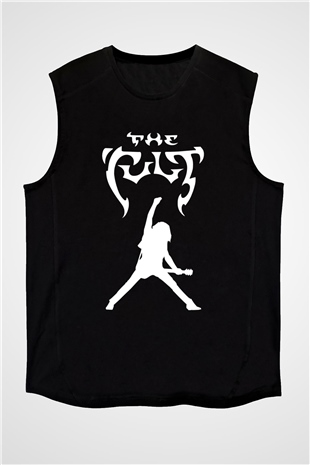 The Cult Baskılı Unisex Siyah Kolsuz Tişört - Tshirt