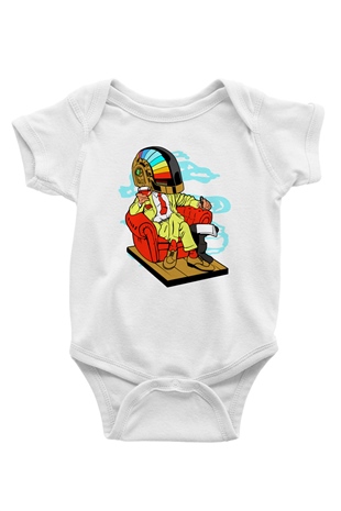 The Daft Punk Boss Baskılı Unisex Beyaz Bebek Body - Zıbın