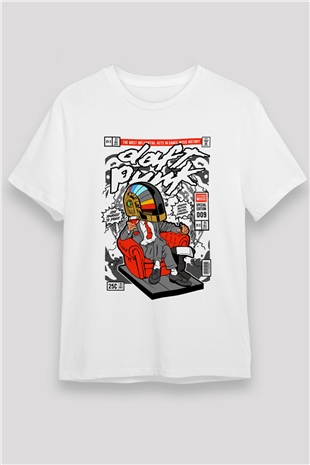 The Daft Punk Boss Baskılı Unisex Beyaz Tişört