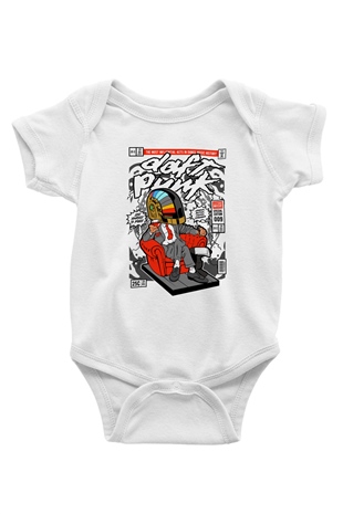 The Daft Punk Boss Baskılı Unisex Beyaz Bebek Body - Zıbın