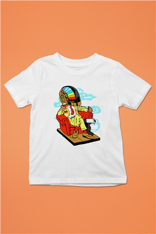 The Daft Punk Boss Baskılı Unisex Beyaz Çocuk Tişört