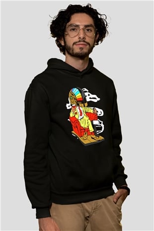 The Daft Punk Boss Baskılı Unisex Siyah Hoodie