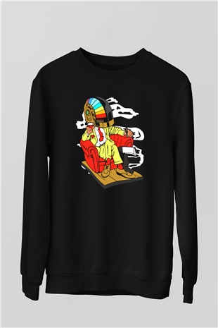 The Daft Punk Boss Baskılı Unisex Siyah Sweatshirt