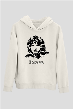 The Doors Beyaz Unisex Kapüşonlu Sweatshirt