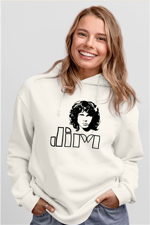 The Doors Beyaz Unisex Kapüşonlu Sweatshirt