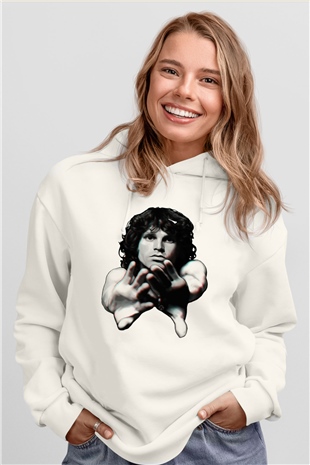The Doors Beyaz Unisex Kapüşonlu Sweatshirt