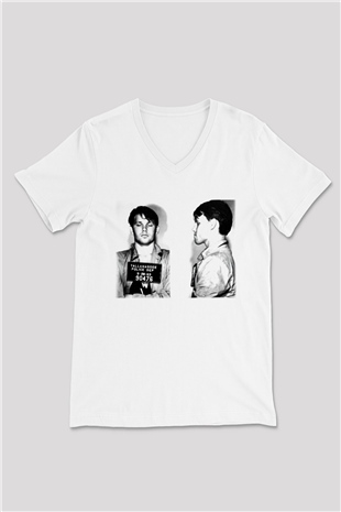 The Doors Beyaz Unisex V Yaka Tişört T-Shirt