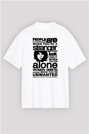 The Doors People Are Strange When Youre A Stranger Beyaz Oversize Tişört Oversize T-shirt - TişörtFabrikası