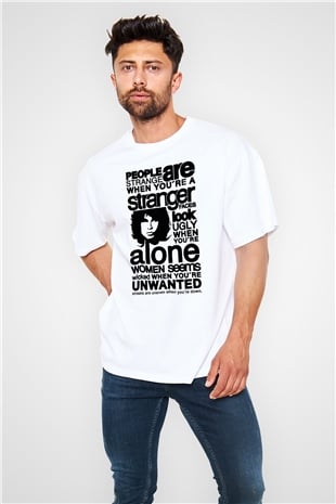 The Doors People Are Strange When Youre A Stranger Beyaz Oversize Tişört Oversize T-shirt - TişörtFabrikası