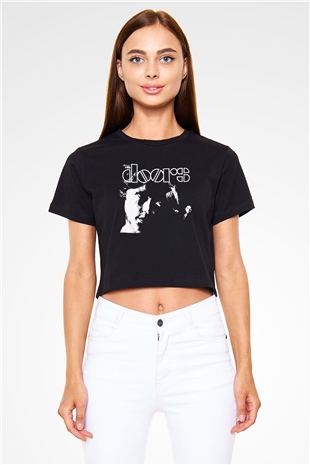 The Doors Siyah  Crop Top Tişört