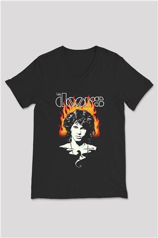 The Doors Siyah Unisex V Yaka Tişört