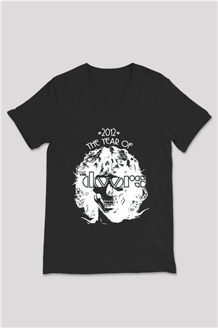 The Doors Siyah Unisex V Yaka Tişört T-Shirt