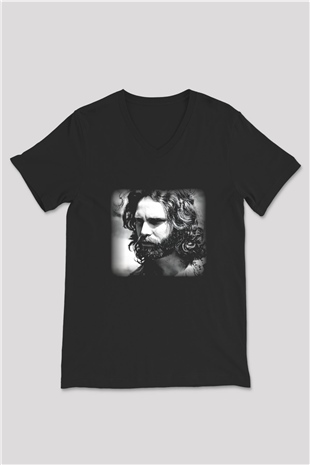 The Doors Siyah Unisex V Yaka Tişört T-Shirt