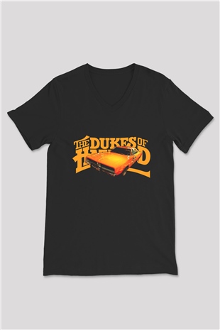 The Dukes of Hazzard Siyah Unisex  V Yaka Tişört