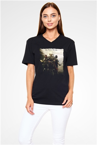 The Elder Scrolls Online Siyah Unisex V Yaka Tişört