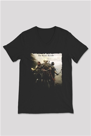 The Elder Scrolls Online Siyah Unisex V Yaka Tişört