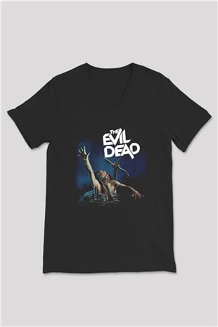 The Evil Dead Siyah Unisex V Yaka Tişört T-Shirt