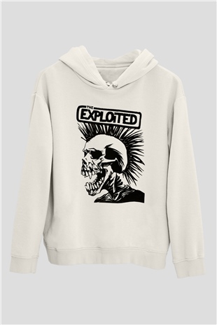 The Exploited Beyaz Unisex Kapşonlu Sweatshirt