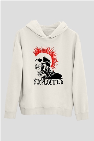The Exploited Beyaz Unisex Kapşonlu Sweatshirt