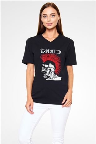 The Exploited Siyah Unisex V Yaka Tişört T-Shirt