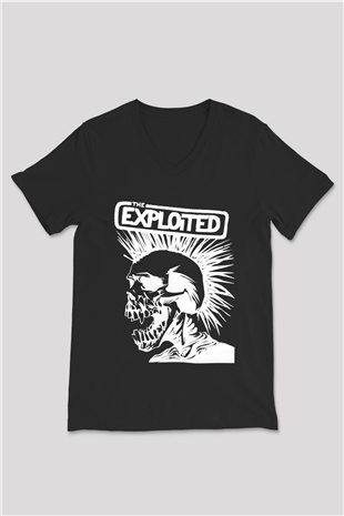 The Exploited Siyah Unisex V Yaka Tişört T-Shirt