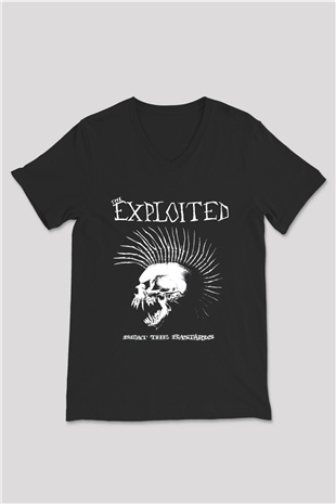 The Exploited Siyah Unisex V Yaka Tişört T-Shirt