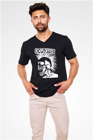 The Exploited Siyah Unisex V Yaka Tişört T-Shirt