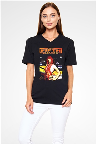 The Fifth Element Siyah Unisex  V Yaka Tişört