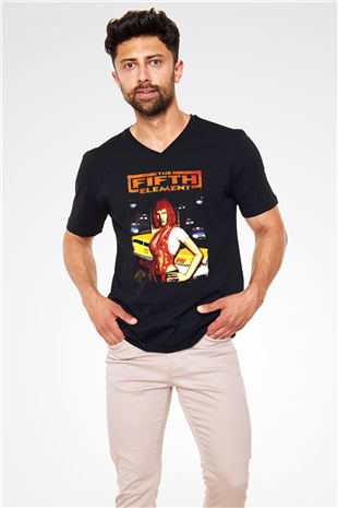 The Fifth Element Siyah Unisex  V Yaka Tişört