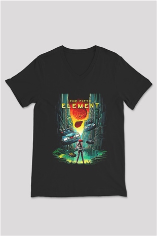 The Fifth Element Siyah Unisex V Yaka Tişört