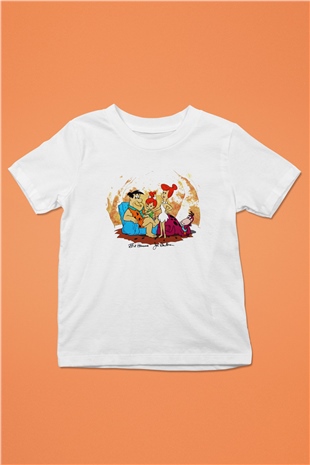 The Flintstones Taş Devri Baskılı Beyaz Unisex Çocuk Tişört