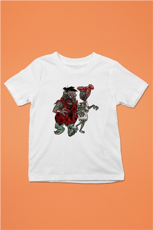 The Flintstones Taş Devri Baskılı Beyaz Unisex Çocuk Tişört