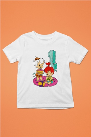 The Flintstones Taş Devri Baskılı Beyaz Unisex Çocuk Tişört