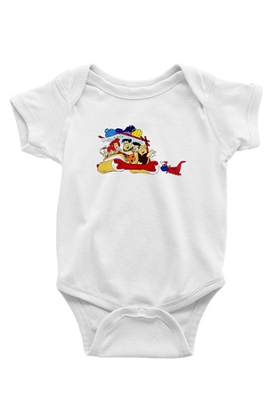 The Flintstones Taş Devri Baskılı Beyaz Unisex Bebek Body - Zıbın