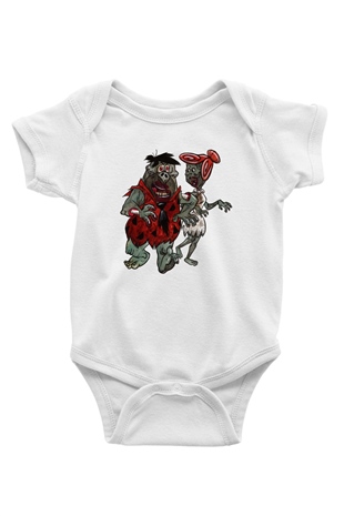 The Flintstones Taş Devri Baskılı Beyaz Unisex Bebek Body - Zıbın