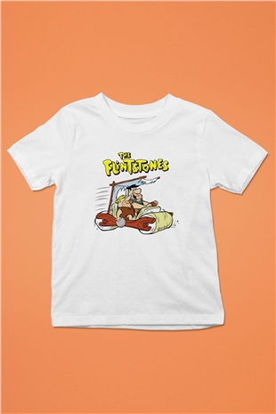 The Flintstones Taş Devri Baskılı Beyaz Unisex Çocuk Tişört