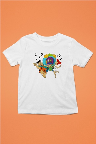 The Flintstones Taş Devri Baskılı Beyaz Unisex Çocuk Tişört