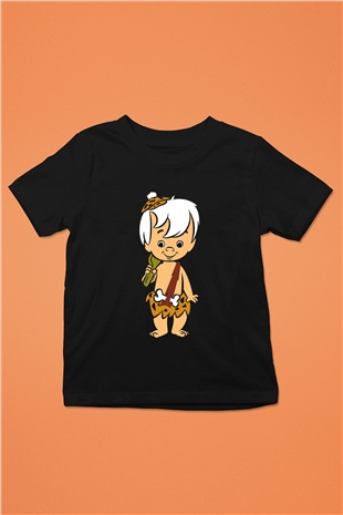 The Flintstones Taş Devri Baskılı Siyah Unisex Çocuk Tişört